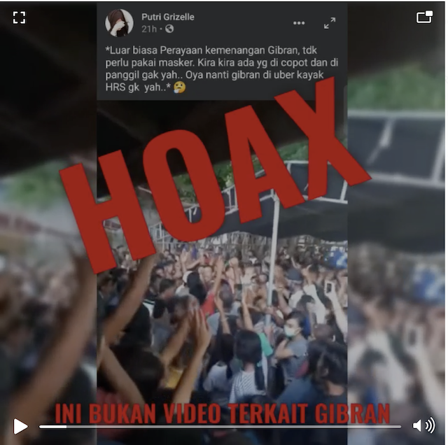 [Cek Fakta] Video Perayaan Kemenangan Gibran tanpa Masker? Ini Faktanya