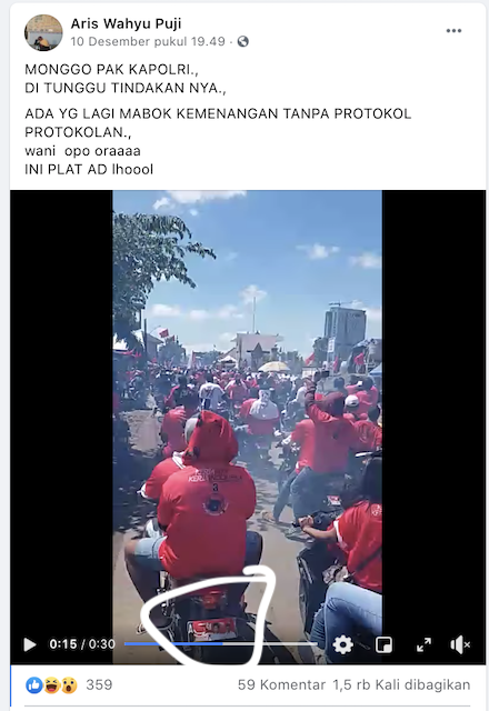 [Cek Fakta] Video Konvoi Plat AD Knalpot Bising Perayaan Kemenangan Gibran? Ini Faktanya