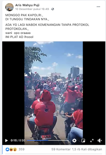 [Cek Fakta] Video Konvoi Plat AD Knalpot Bising Perayaan Kemenangan Gibran? Ini Faktanya