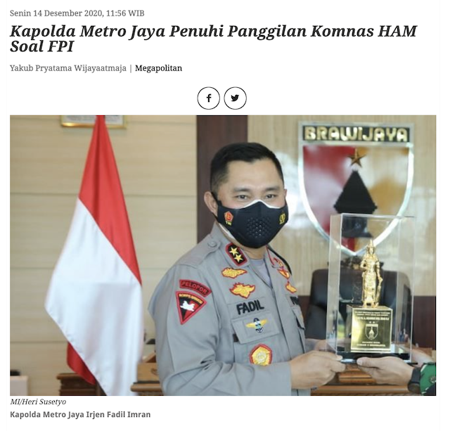 [Cek Fakta] Benarkah Kapolda Metro Jaya Pengecut Tolak Diperiksa Komnas HAM? Ini Faktanya