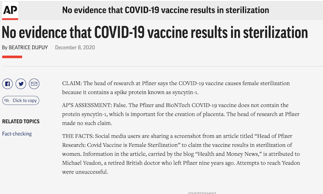 [Cek Fakta] Benarkah Vaksin Covid-19 Pfizer Menyebabkan Kemandulan? Cek Faktanya