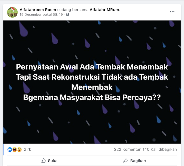 [Cek Fakta] Benarkah tak Ada Baku Tembak dalam Rekonstruksi terkait Meninggalnya 6 Laskar FPI? Ini Faktanya