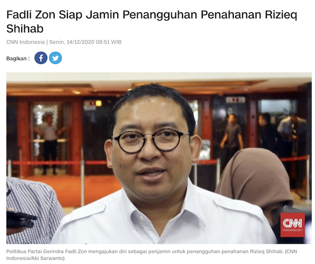 [Cek Fakta] Fadli Zon Ancam Mundur dari DPR jika Rizieq Shihab Dipenjara? Ini Faktanya