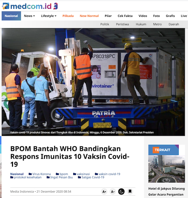 [Cek Fakta] Hanya Indonesia yang Beli Vaksin Sinovac Tiongkok? Ini Faktanya