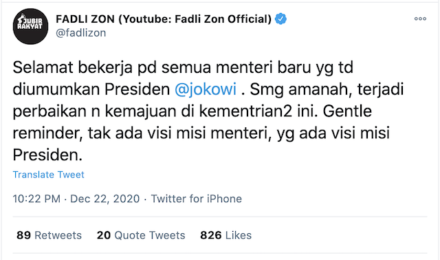 [Cek Fakta] Beredar Foto Ekspresi Wajah Fadli Zon soal Reshuffle Kabinet? Ini Faktanya