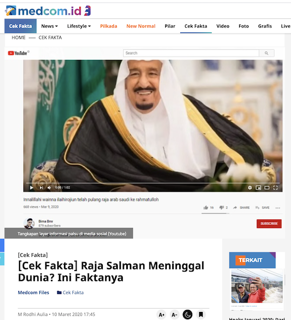 Hoaks Maret 2020: Dari Kabar Duka Sejumlah Tokoh Dunia hingga Bukti Tentara AS Sebar Virus Korona di Bus Tiongkok