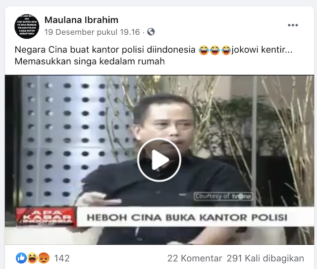 [Cek Fakta] Tiongkok Sudah Membuat Kantor Polisi di Indonesia? Ini Faktanya