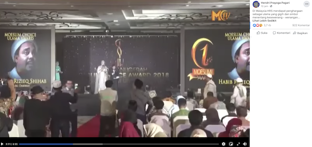 Di Malaysia, Rizieq Shihab Dapat Penghargaan sebagai Ulama yang Gigih dan Simbol Menentang Kesewenang-Wenangan? Ini Faktanya