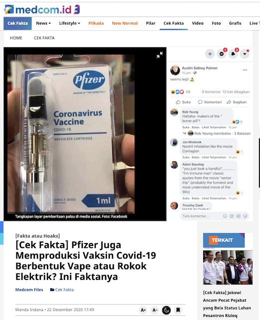 [Cek Fakta] Vaksin Pfizer Buatan Tiongkok? Ini Faktanya