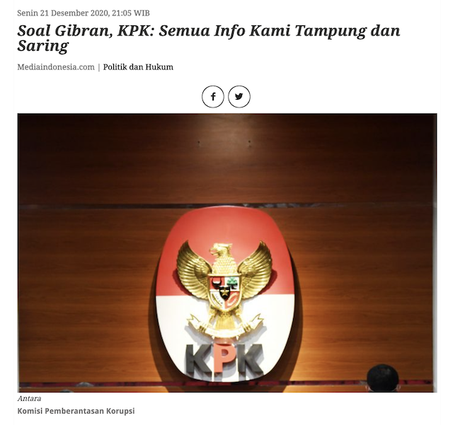 [Cek Fakta] Gibran tak Berkutik Dipanggil KPK? Ini Faktanya