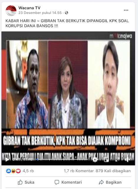 [Cek Fakta] Gibran tak Berkutik Dipanggil KPK? Ini Faktanya