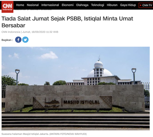 [Cek Fakta] Dikuasai PKI, Masjid Istiqlal Tiadakan Salat Jumat? Ini Faktanya
