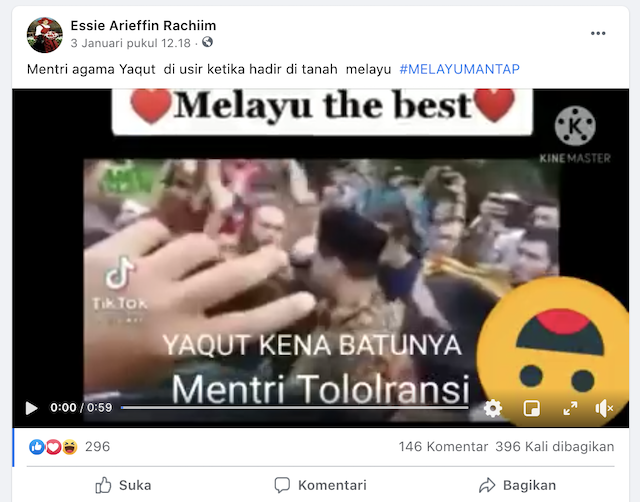 [Cek Fakta] Video Menteri Yaqut Diusir ketika Hadir di Tanah Melayu Riau? Ini Faktanya