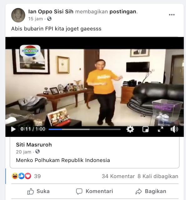 [Cek Fakta] Video Mahfud MD Joget Usai Bubarkan FPI? Ini Faktanya