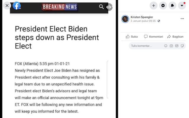[Cek Fakta] Joe Biden Mundur sebagai Presiden AS Terpilih? Ini Faktanya
