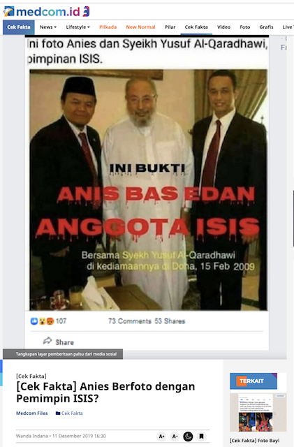[Cek Fakta] Foto Anies Baswedan dengan Pemimpin ISIS? Ini Faktanya