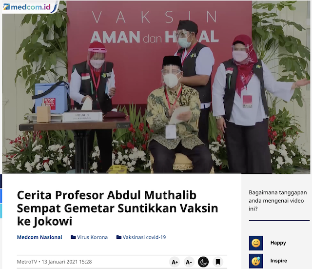 [Cek Fakta] Cairan Vaksin tidak Masuk ke Tubuh Jokowi? Ini Faktanya