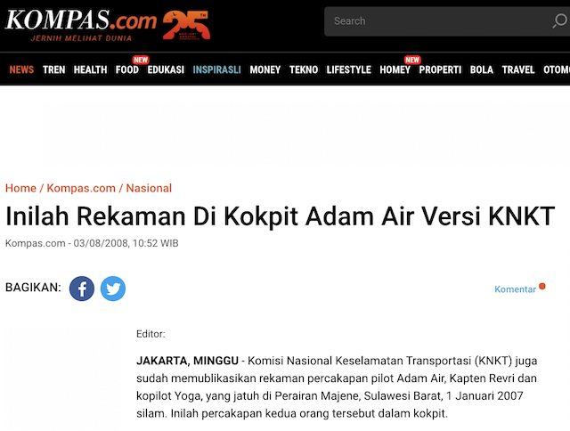 [Cek Fakta] Beredar Rekaman <i>Black Box</i> Sriwijaya Air SJ 182? Ini Faktanya