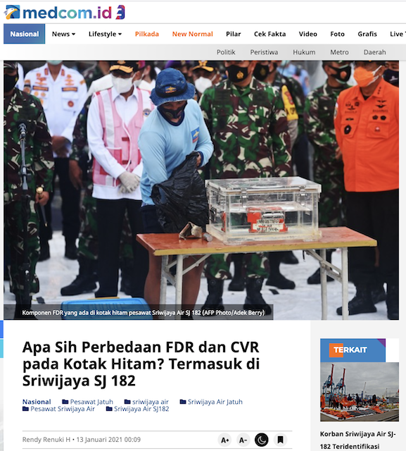 [Cek Fakta] Beredar Rekaman <i>Black Box</i> Sriwijaya Air SJ 182? Ini Faktanya