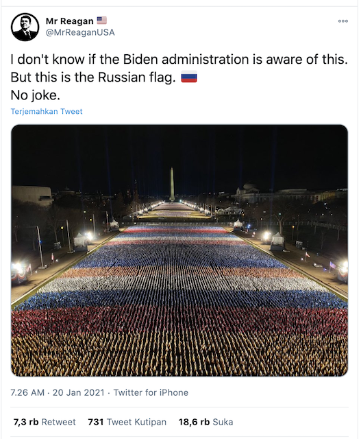 [Cek Fakta] Foto Pemerintahan Biden Mengibarkan Bendera Rusia di Depan Gedung Capitol? Ini Faktanya
