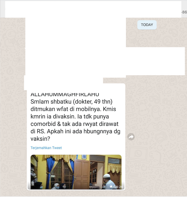 [Cek Fakta] Seorang Dokter Ditemukan Wafat di Mobil dan Sebelumnya sempat Divaksin? Ini Faktanya