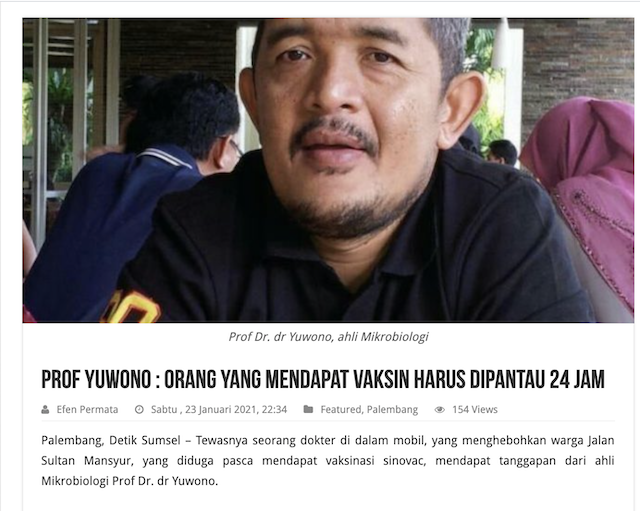 [Cek Fakta] Seorang Dokter Ditemukan Wafat di Mobil dan Sebelumnya sempat Divaksin? Ini Faktanya