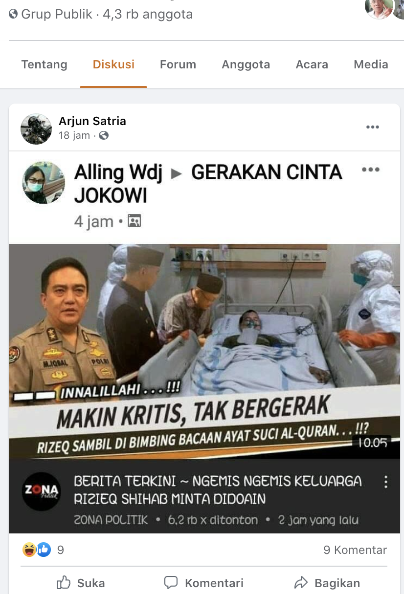 Beredar Foto Kondisi Rizieq Shihab yang Dikabarkan Semakin Kritis? Ini Faktanya