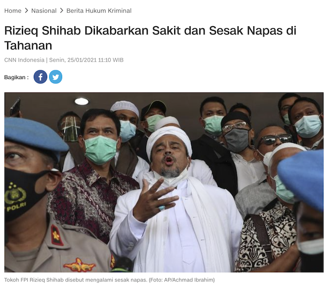 Beredar Foto Kondisi Rizieq Shihab yang Dikabarkan Semakin Kritis? Ini Faktanya