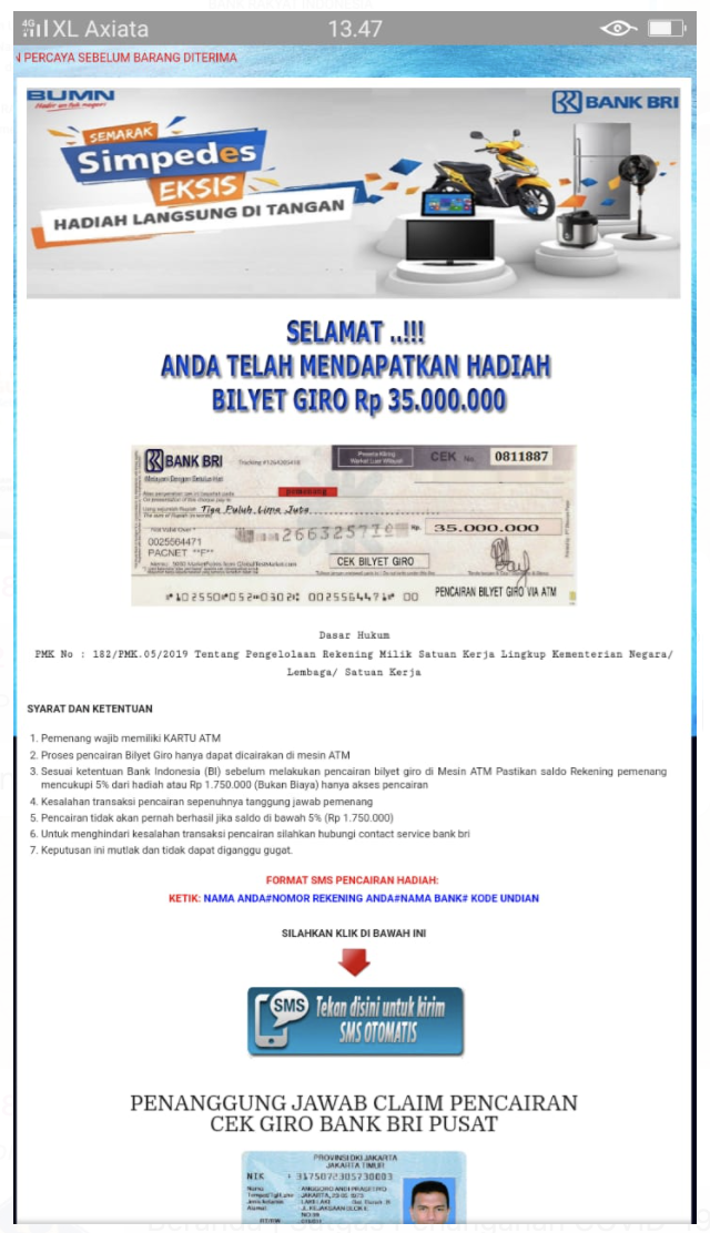 Undian Bri Simpedes Berhadiah Bilyet Giro Senilai Rp35 Juta Ini Faktanya