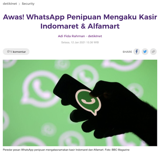 [Cek Fakta] Pesan WA Ngaku Kasir Indomaret Salah Kirim Kode <i>Voucher Game</i> Berbahasa Thailand? Ini Faktanya