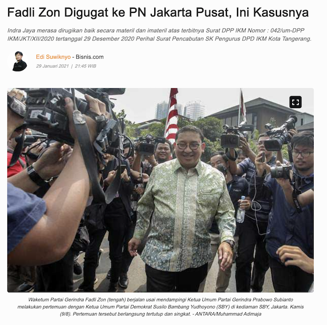 [Cek Fakta] Fadli Zon Diusir dari Minangkabau dan Mendekam di Penjara? Ini Faktanya