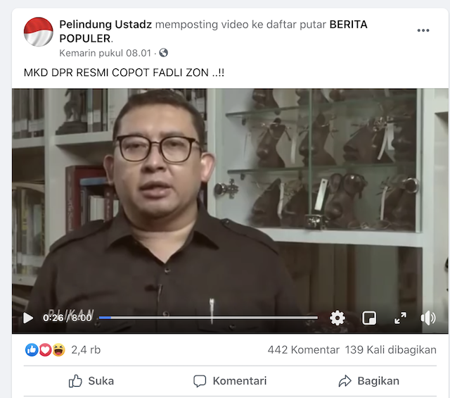 [Cek Fakta] MKD DPR Resmi Copot Fadli Zon? Ini Faktanya
