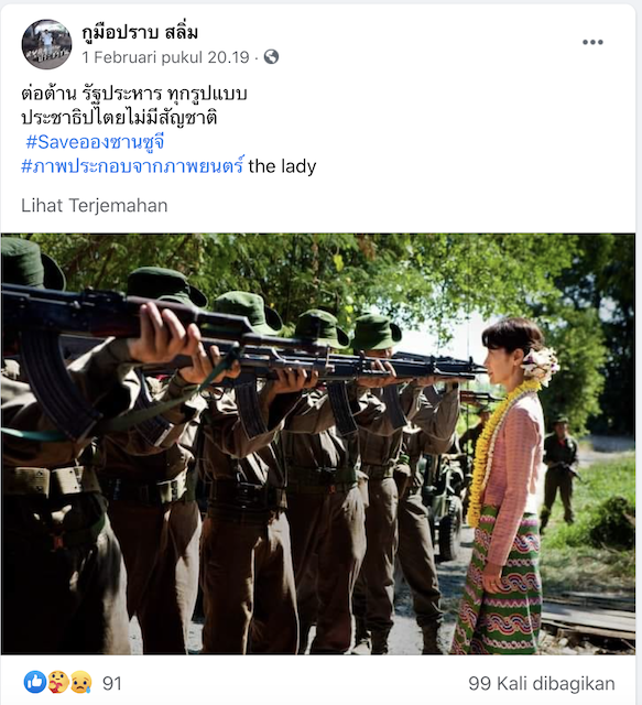 [Cek Fakta] Foto Aung San Suu Kyi Ditodong Senjata oleh Pasukan Militer Myanmar pada Saat Kudeta? Ini Faktanya