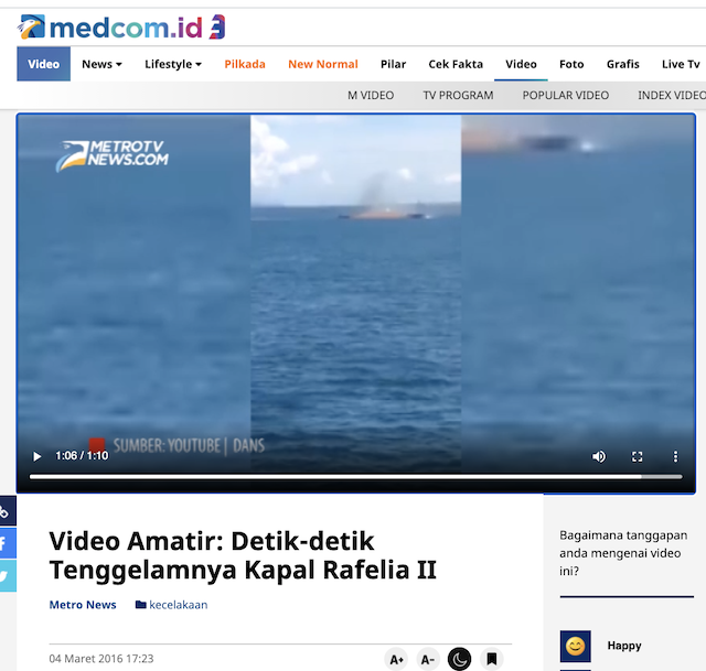 [Cek Fakta] Video Detik-Detik Kecelakaan Kapal Penyeberangan Gilimanuk-Ketapang? Ini Faktanya