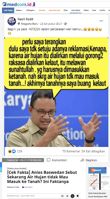 [Cek Fakta] Anies Baswedan Sebut Air Dimasukkan ke Tanah Sisanya Rumah Orang-Orang? Ini Faktanya