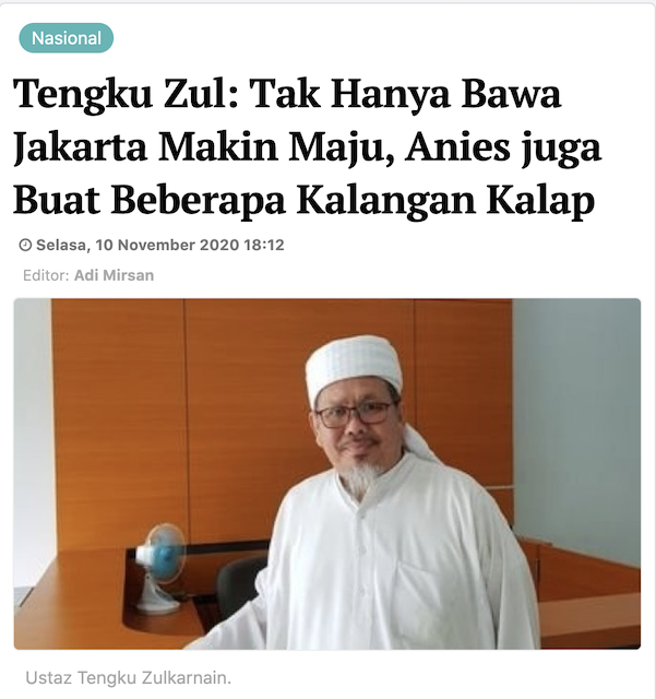 [Cek Fakta] Tengku Zul Minta Anies Baswedan Mundur agar Jakarta Bisa Segera Ditata oleh Orang yang Pantas? Ini Faktanya