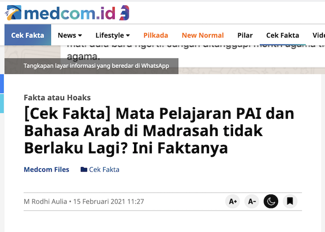 [Cek Fakta] Muncul SK Menteri Agama Larang Bahasa Arab? Ini Faktanya