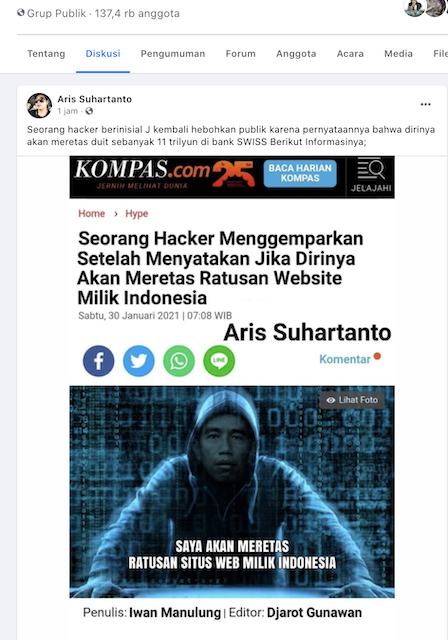 [Cek Fakta] Seorang Hacker Sebut akan Retas Ratusan Situs Milik Indonesia? Ini Faktanya