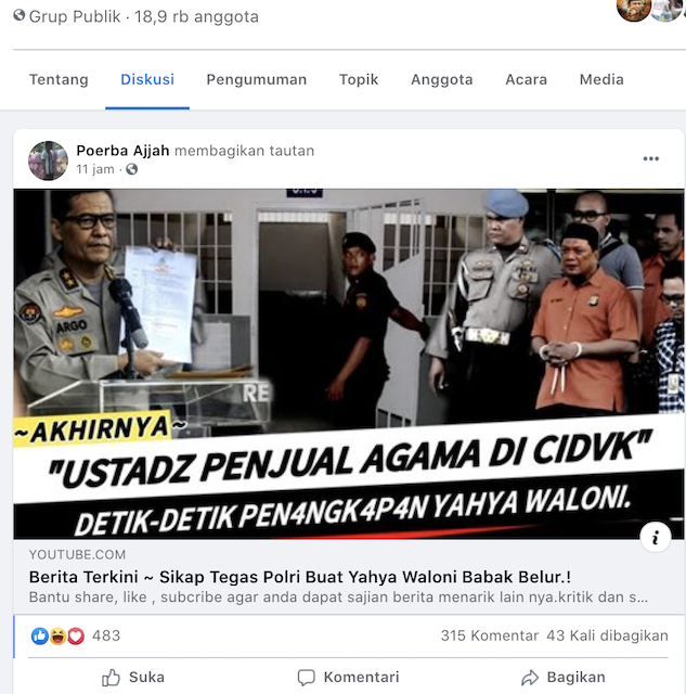 [Cek Fakta] Video Detik-Detik Penangkapan Ustaz Yahya Waloni? Ini Faktanya