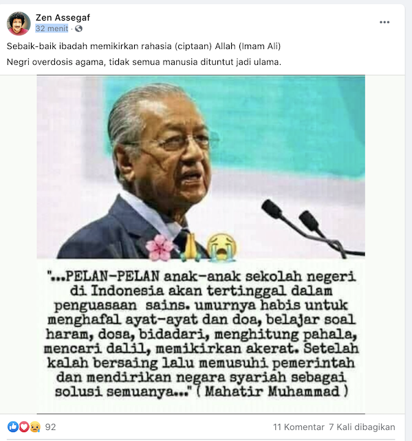 [Cek Fakta] Mahatir Mohamad Kritik Sistem Pendidikan di Indonesia, Sebut Kebanyakan Belajar Agama? Ini Faktanya