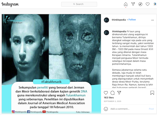 [Cek Fakta] Peneliti Jerman Terkejut Mengetahui Replika Wajah Tutankhamun Mirip Jokowi? Ini Cek Faktanya