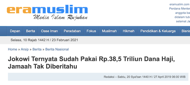 [Cek Fakta] Diam-Diam Pemerintah Gunakan Dana Haji tanpa Sepengetahuan Jemaah? Ini Faktanya