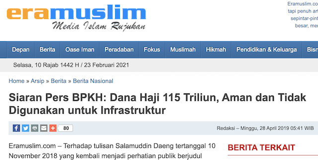 [Cek Fakta] Diam-Diam Pemerintah Gunakan Dana Haji tanpa Sepengetahuan Jemaah? Ini Faktanya