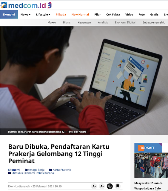 [Cek Fakta] Beredar Link Bantuan Rp600 Ribu dari Program Prakerja? Ini Faktanya