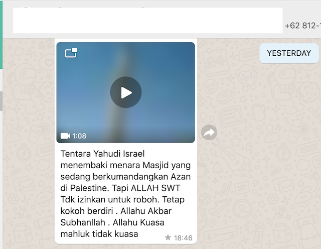 [Cek Fakta] Video Menara Masjid di Palestina Ditembak Tentara Israel? Ini Faktanya