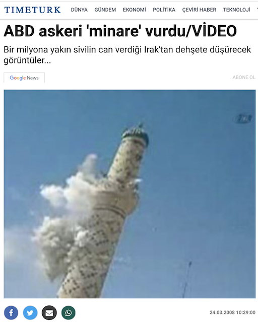 [Cek Fakta] Video Menara Masjid di Palestina Ditembak Tentara Israel? Ini Faktanya