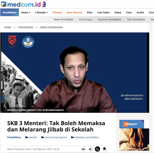 [Cek Fakta] Mendikbud Melarang Pemakaian Jilbab di Sekolah? Ini Cek Faktanya