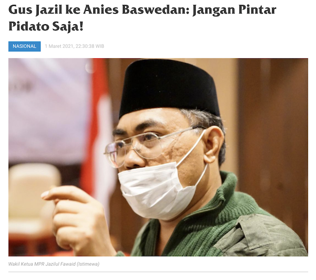 [Cek Fakta] Gus Jazil Sebut Anies Baswedan <i>Gabener</i> ? Cek Faktanya