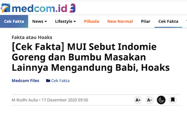 [Cek Fakta] Beredar Daftar Bumbu Masak Mengandung Babi? Ini Faktanya