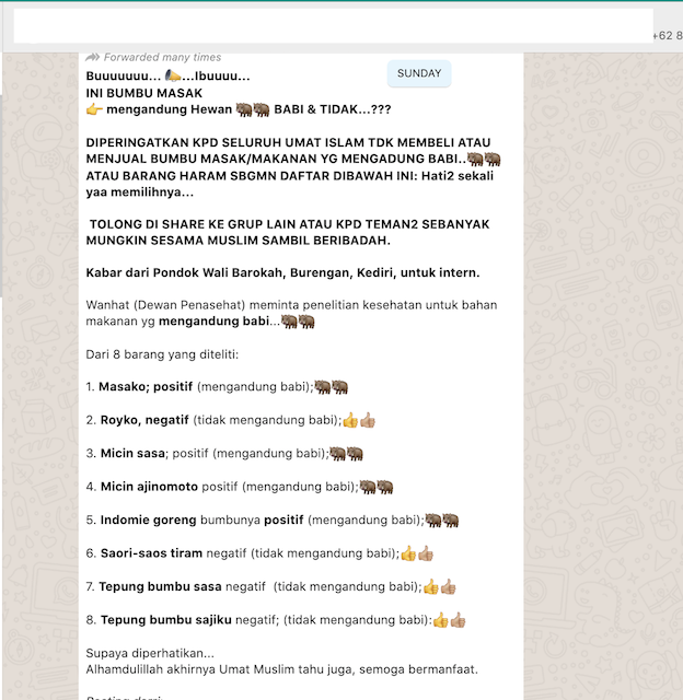 [Cek Fakta] Beredar Daftar Bumbu Masak Mengandung Babi? Ini Faktanya